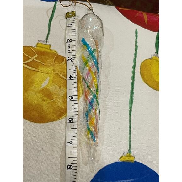Set of 2 Handmade Glass Handmade Icicle Drop ornament - Picture 5 of 5